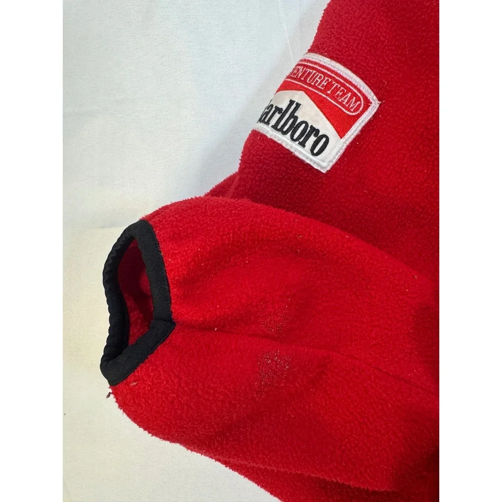 Vintage Marlboro Adventure Team Fleece Pullover Red Black Yellow Snap T 90s L - Picture 6 of 11
